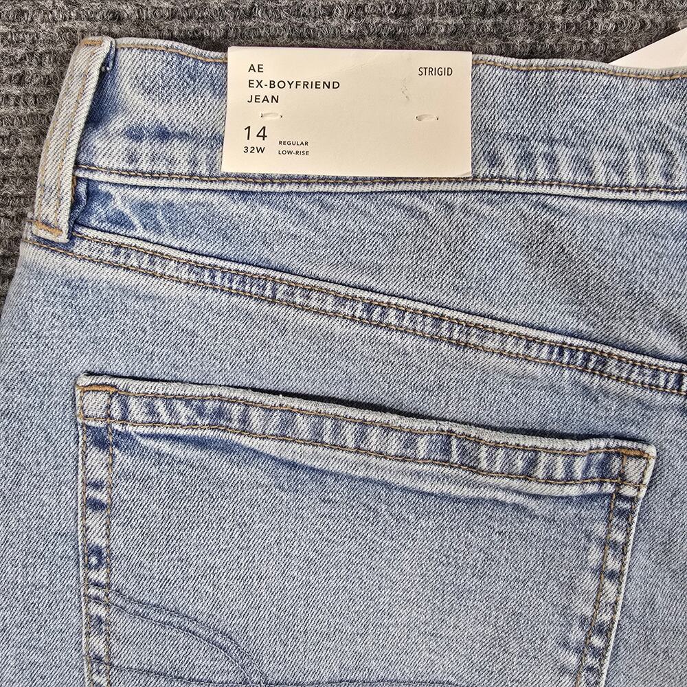 American Eagle Strigid Ex-Boyfriend Jeans Womens 14 Light Wash Studded NWT 32W - Picture 6 of 8